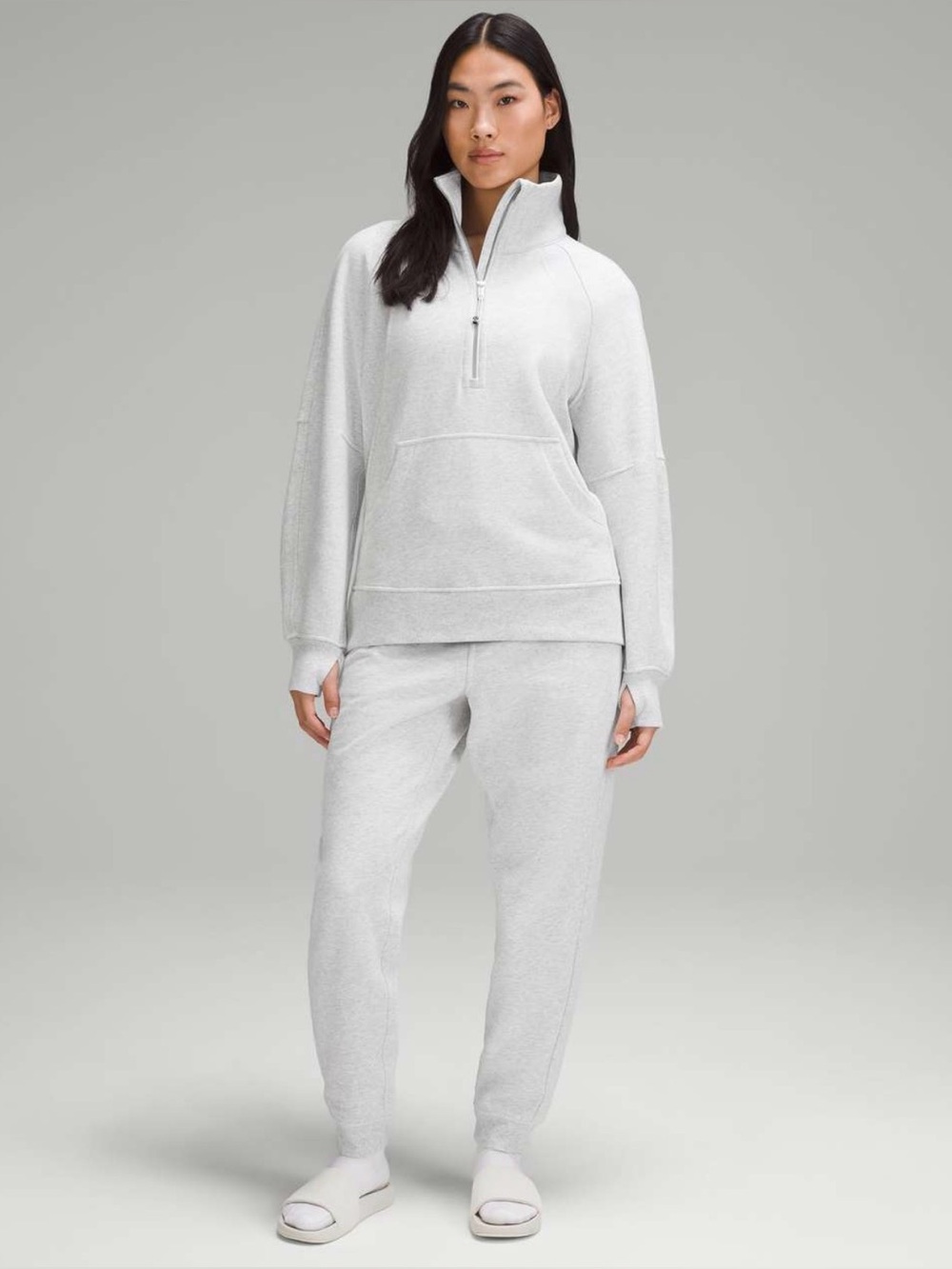 Lululemon Scuba Oversized Funnel Neck Half Zip Long M/L Heathered Grey NWT
